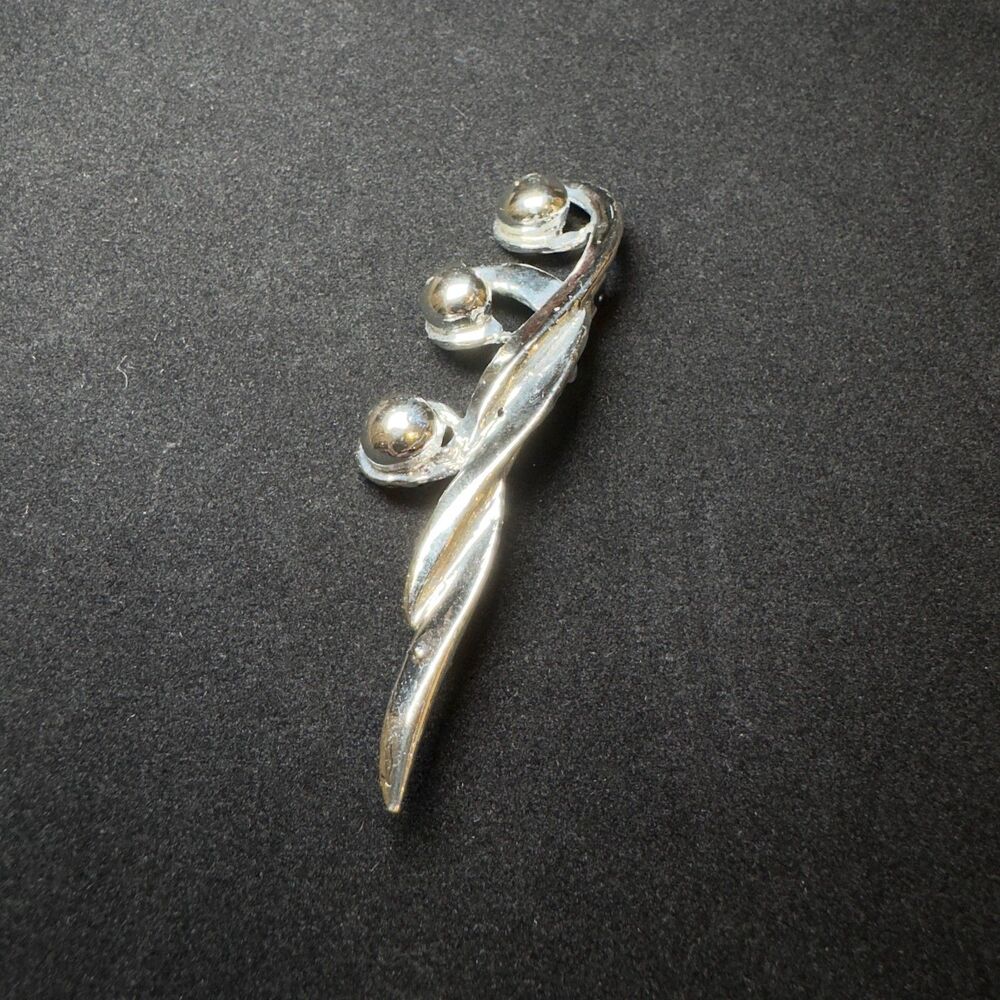 Vintage Brooch Pin Modernist Silver Abstract Swirl Mid Century Modern Statement